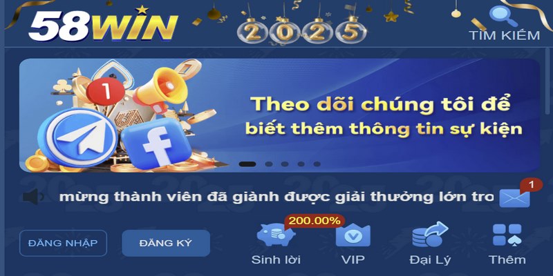 Truy cập vào trang chủ 58WIN thông qua link dẫn chính thống
